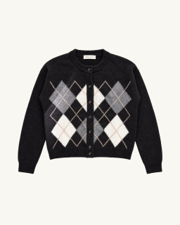 Roberto Collina - Cardigan Argyle - Noir - allanjoseph