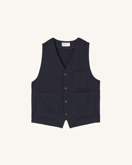 Universal Works - JJ Waistcoat - Dark Navy - allanjoseph