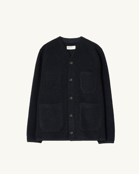 Universal Works - Wool Fleece Cardigan - Navy - allanjoseph