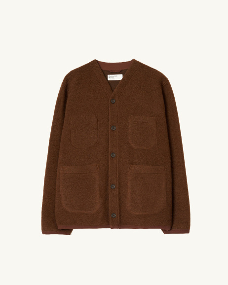 Universal Works - Wool Fleece Cardigan - Brown - allanjoseph