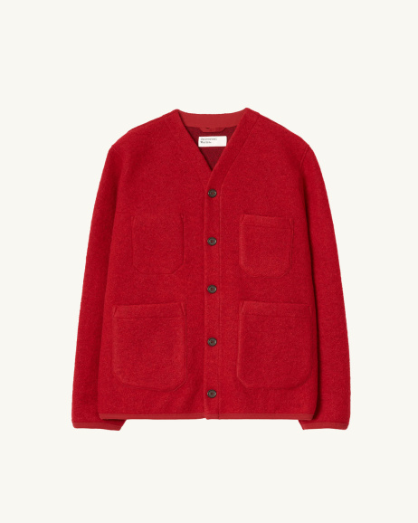 Universal Works - Cardigan en laine polaire - Rouge - allanjoseph