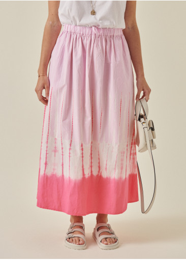Flared Skirt Chambray - Pink